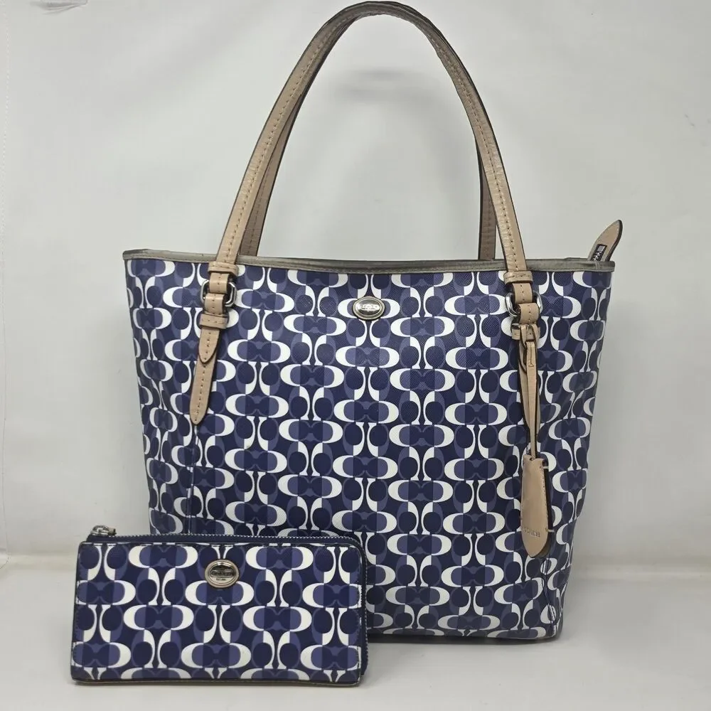 Coach F27350 Peyton Dream C Zip Top Tote Shoulder Bag Monogram Matching Wallet